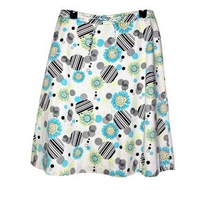 Talbots Floral A-Line Skirt in White/Black/Blue/Green Women’s 12